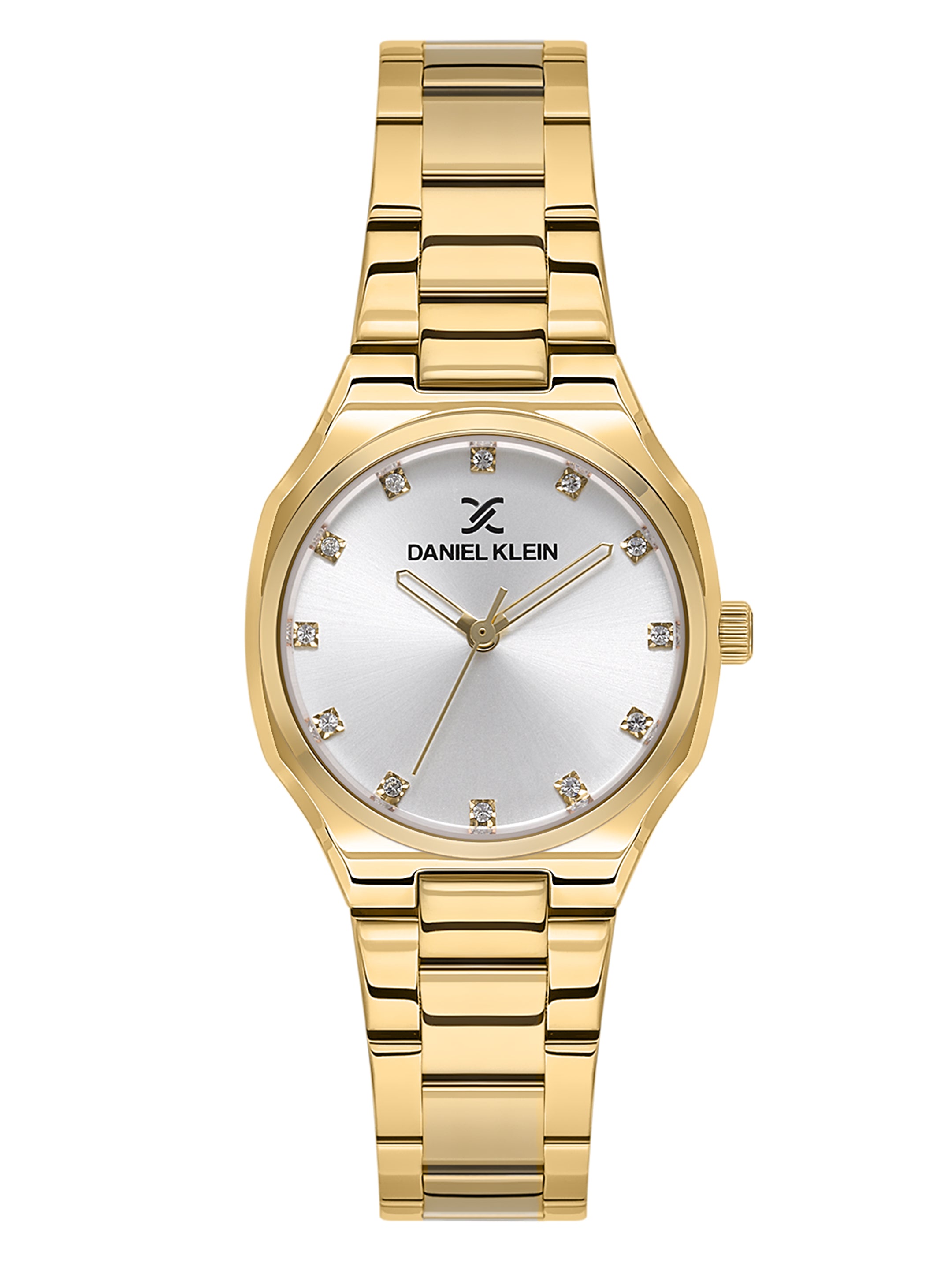 Daniel klein Premium Lady IPG Silver Sunray Dial Stone Stainless Steel Watch DK.1.13916-3