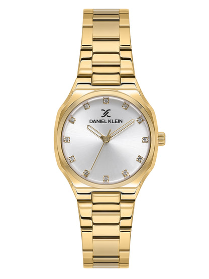 Daniel klein Premium Lady IPG Silver Sunray Dial Stone Stainless Steel Watch DK.1.13916-3
