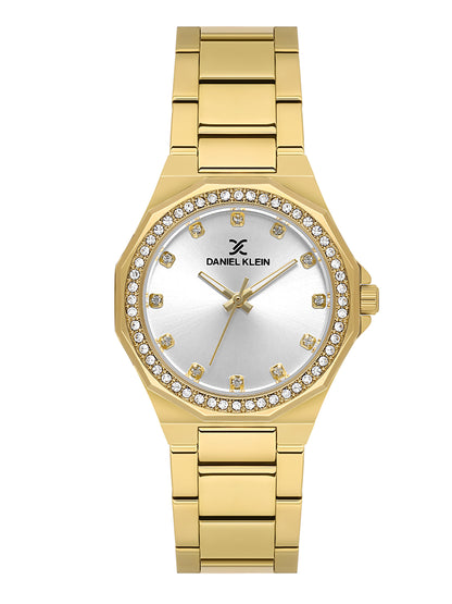 Daniel klein Premium Lady Silver IPG Case Stainless Steel Sunray Dial Stone Watch DK.1.13918-2