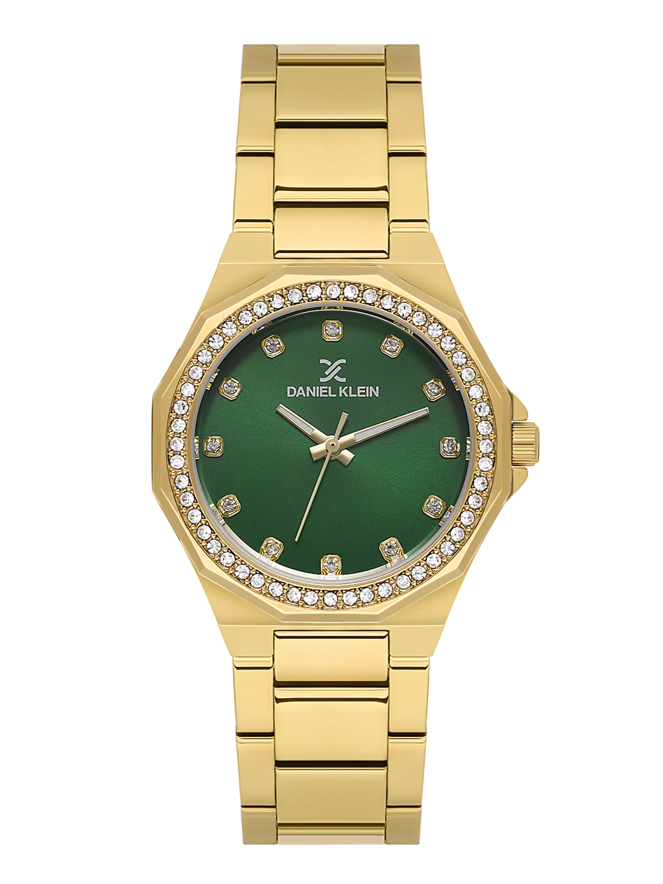 Daniel klein Premium Lady Dual-Tone IPS/IPG Dark Green Sunray Dial Stone Stainless Steel Watch DK.1.13918-4