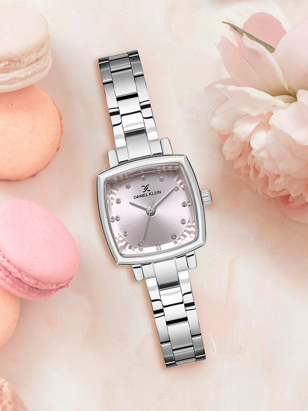 Daniel klein Premium Lady IPS Purple Embossed Dial Stone Stainless Steel Watch DK.1.13922-1