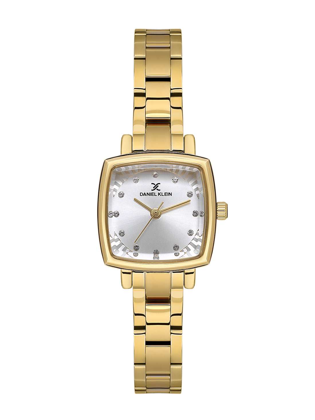 Daniel klein Premium Lady IPG Silver Embossed Dial Stone Stainless Steel Watch DK.1.13922-3