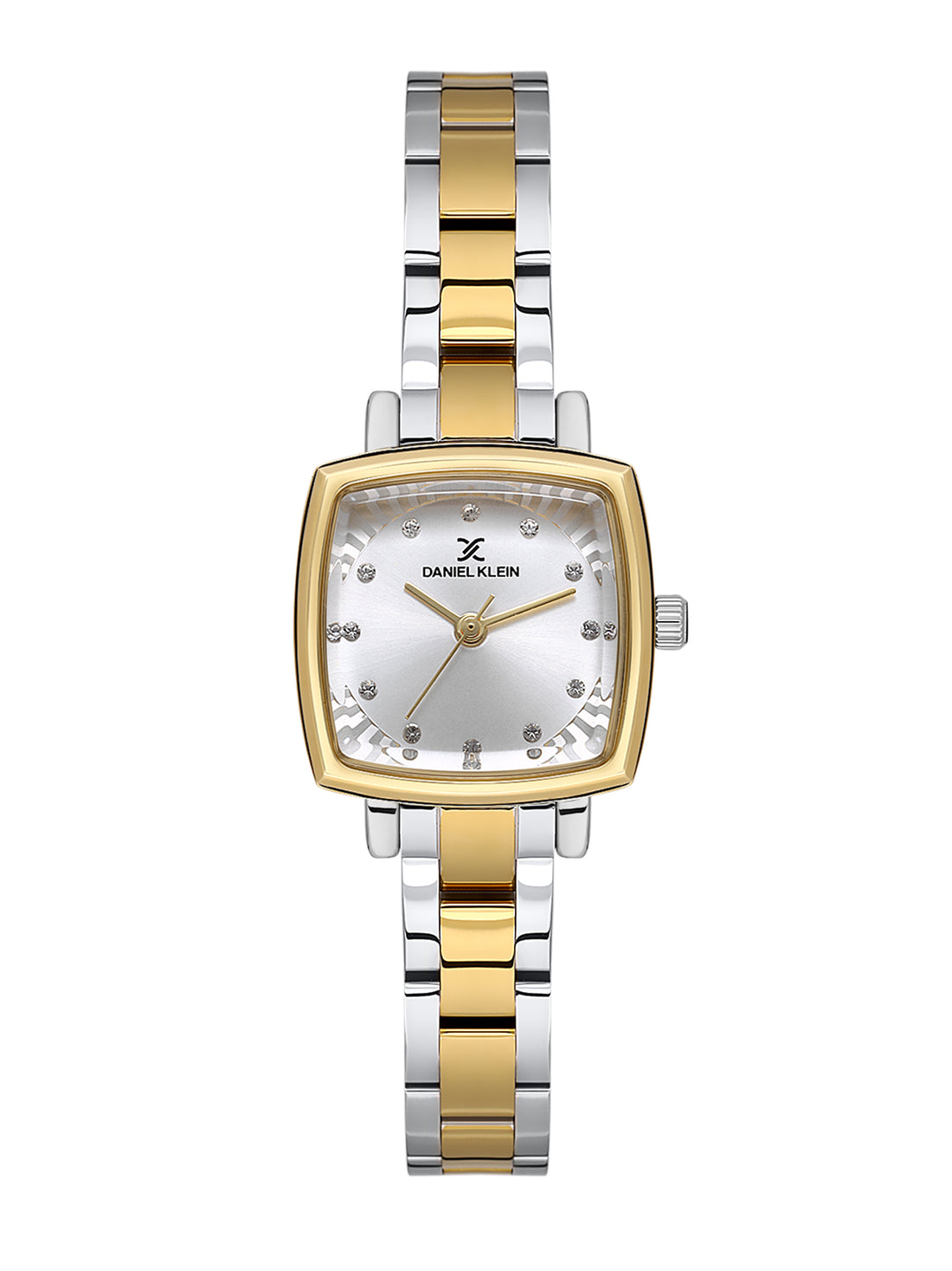 Daniel klein Premium Lady Dual-Tone IPS/IPG Silver Embossed Dial Stone Stainless Steel Watch DK.1.13922-4