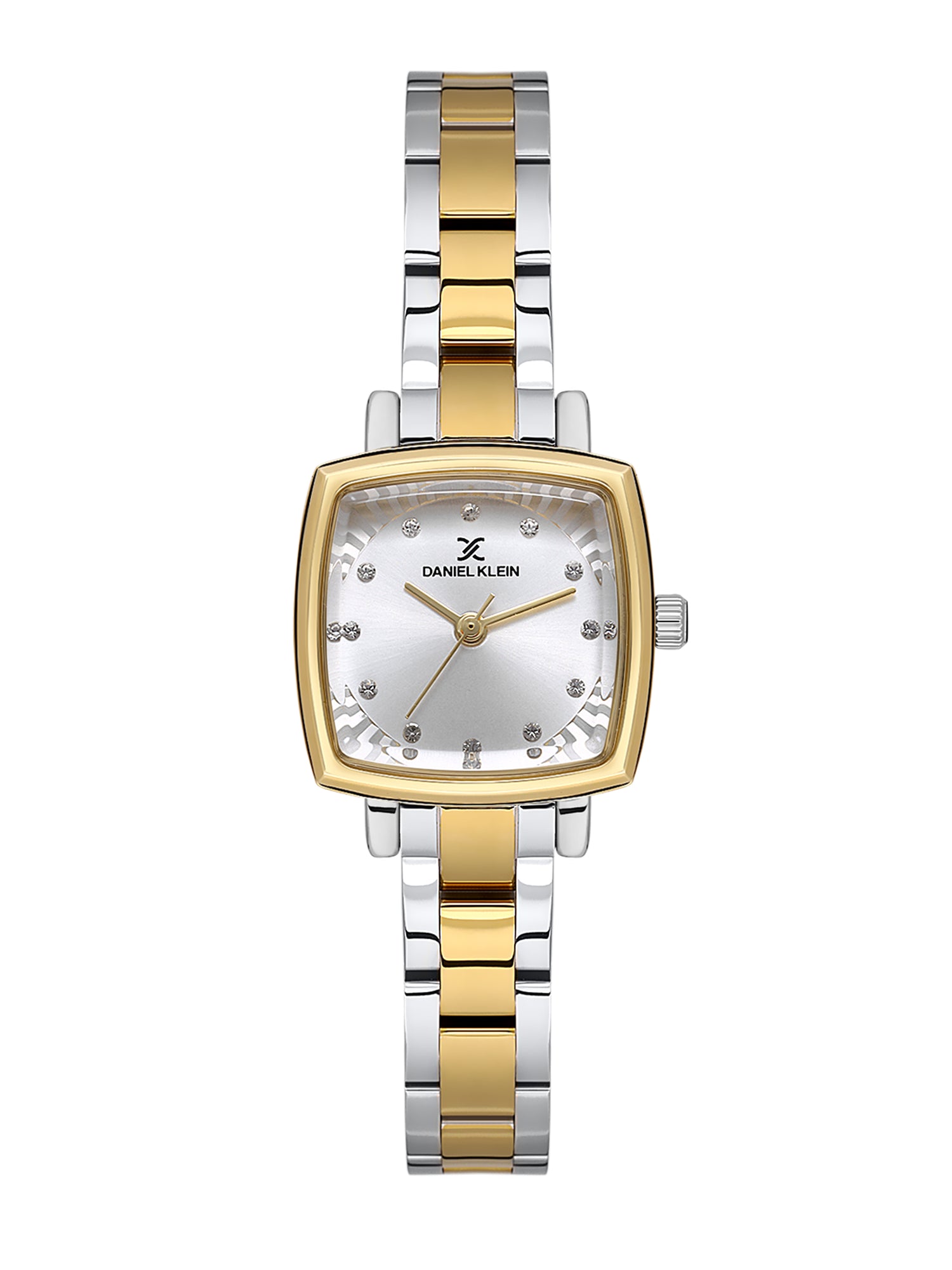 Daniel klein Premium Lady Dual-Tone IPS/IPG Silver Embossed Dial Stone Stainless Steel Watch DK.1.13922-4