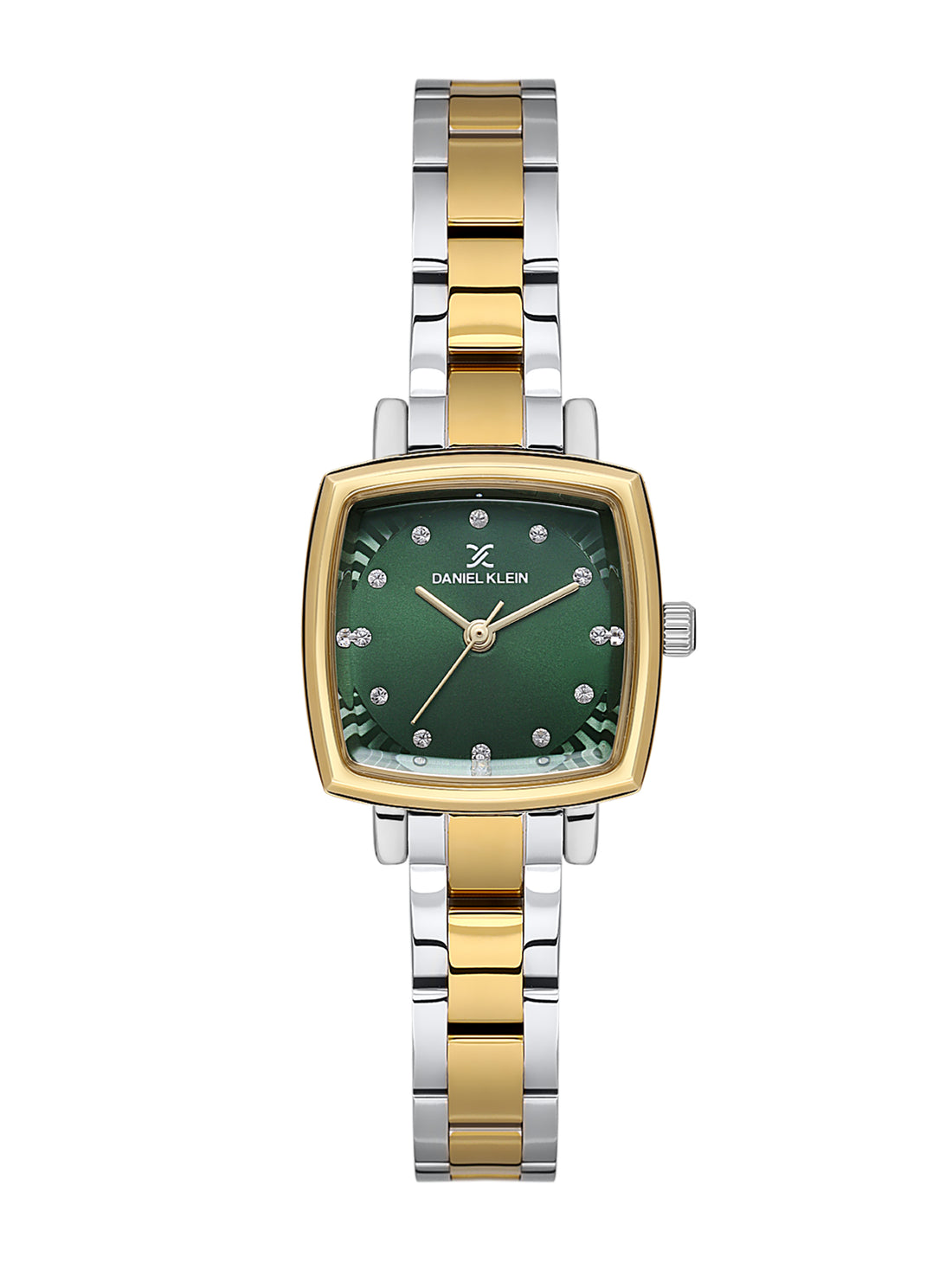 Daniel klein Premium Lady Dual-Tone IPS/IPG Dark Green Embossed Dial Stone Stainless Steel Watch DK.1.13922-5
