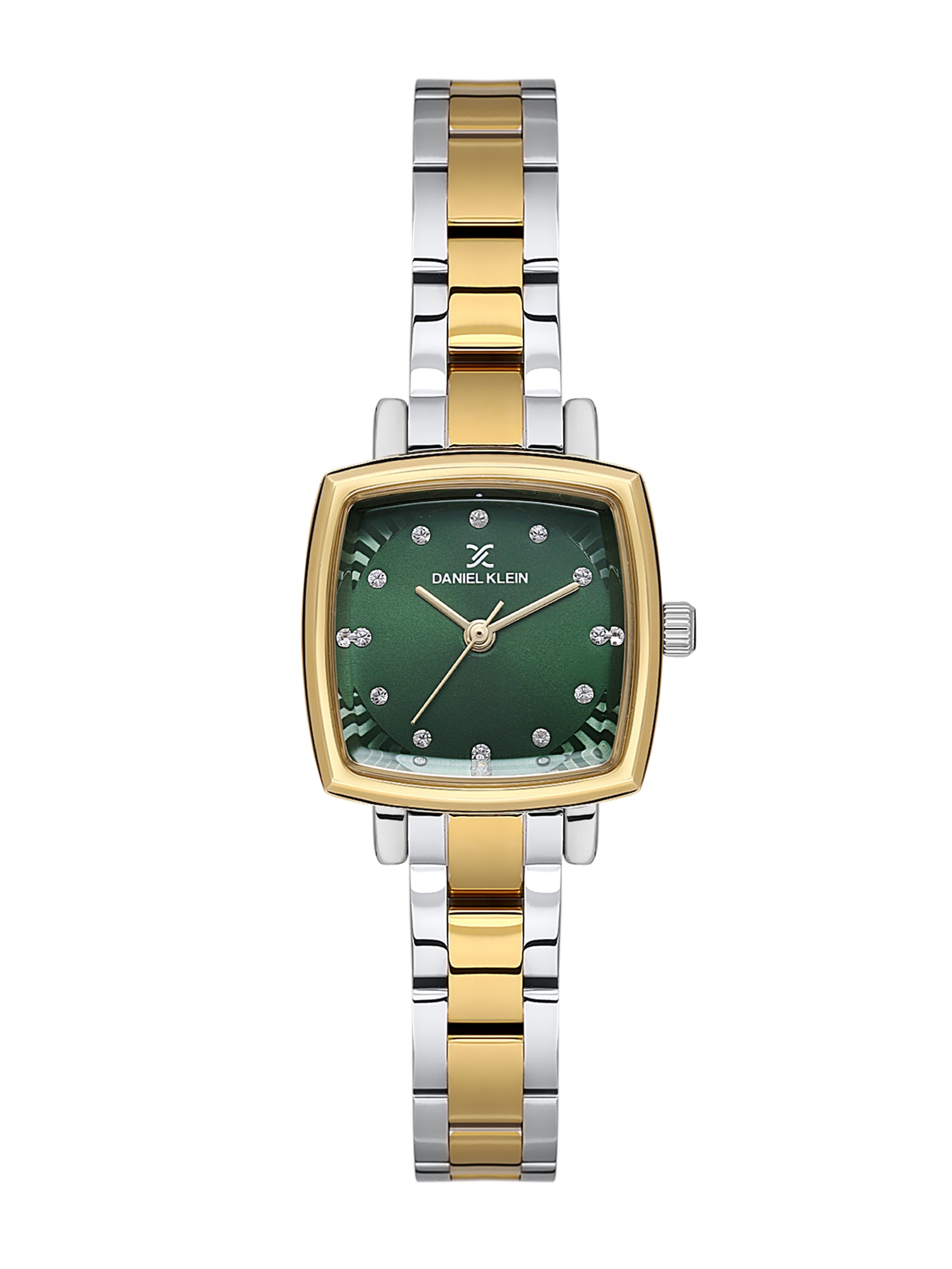 Daniel klein Premium Lady Dual-Tone IPS/IPG Dark Green Embossed Dial Stone Stainless Steel Watch DK.1.13922-5
