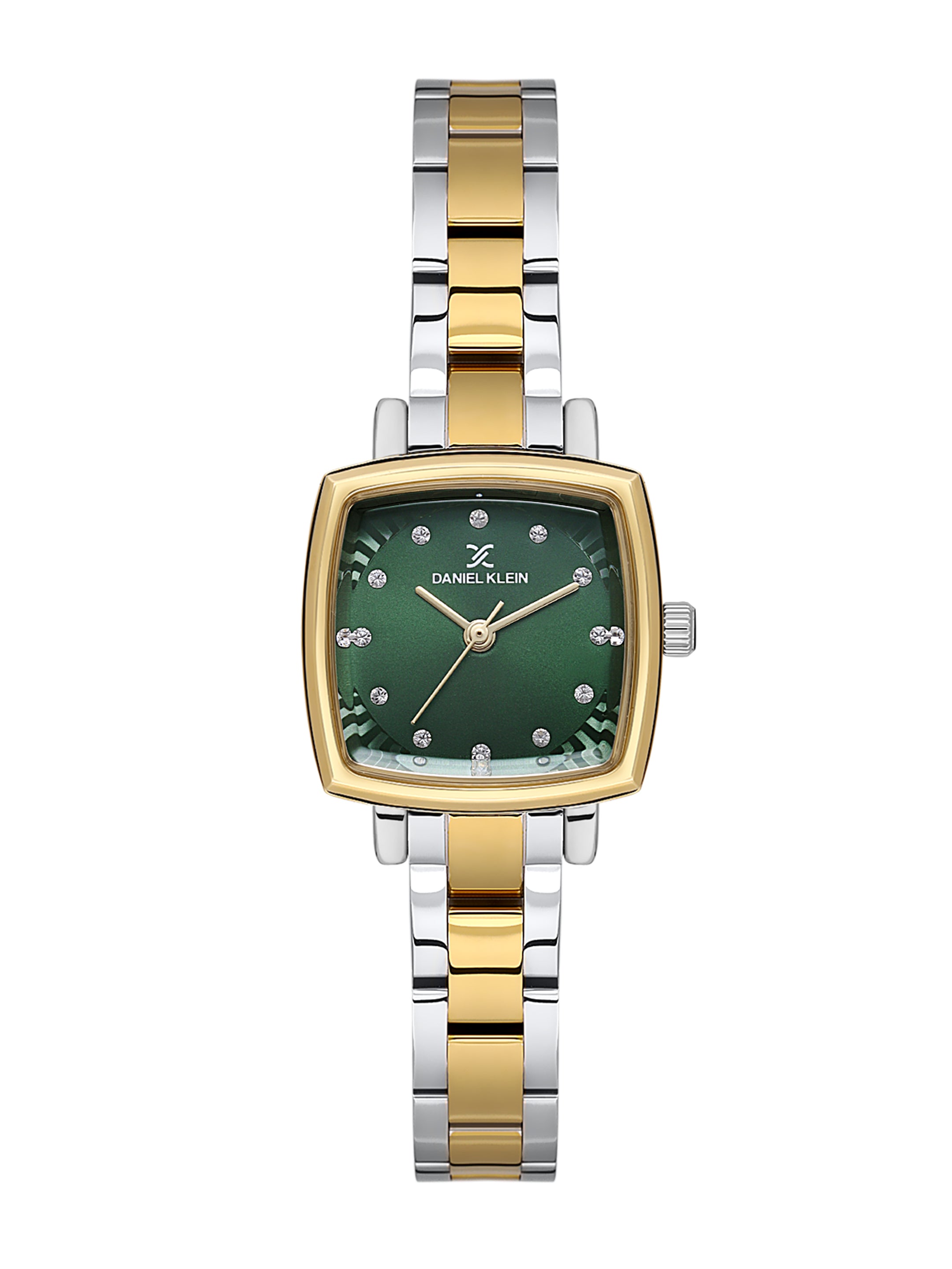 Daniel klein Premium Lady Dual-Tone IPS/IPG Dark Green Embossed Dial Stone Stainless Steel Watch DK.1.13922-5