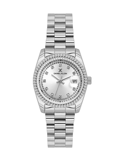 Daniel klein Premium Lady IPS Silver Sunray Dial Stone Stainless Steel Watch DK.1.13924-1
