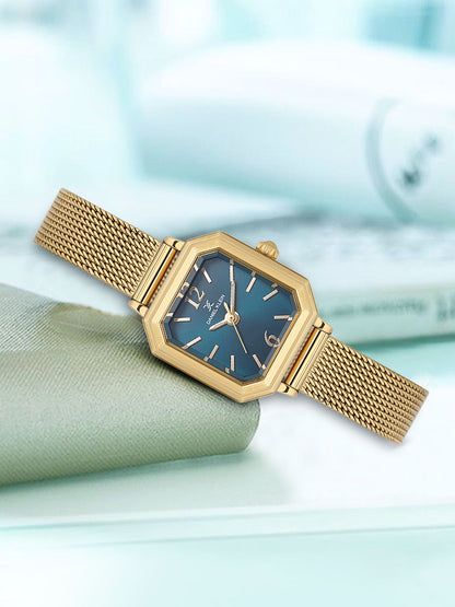 Daniel klein Premium Lady Blue Sunray Dial Gold Mesh Watch DK.1.13945-4
