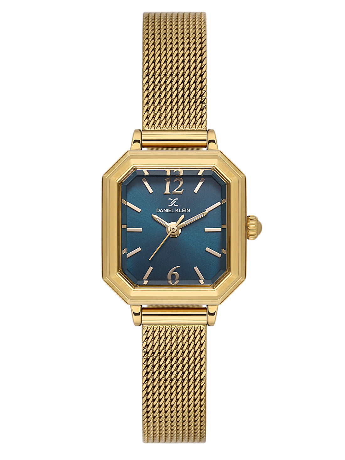Daniel klein Premium Lady Blue Sunray Dial Gold Mesh Watch DK.1.13945-4