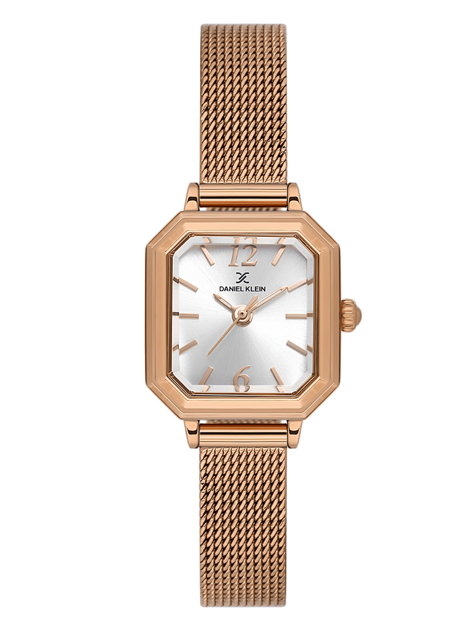 Daniel klein Premium Lady Silver Sunray Dial Rose Gold Mesh Watch DK.1.13945-6