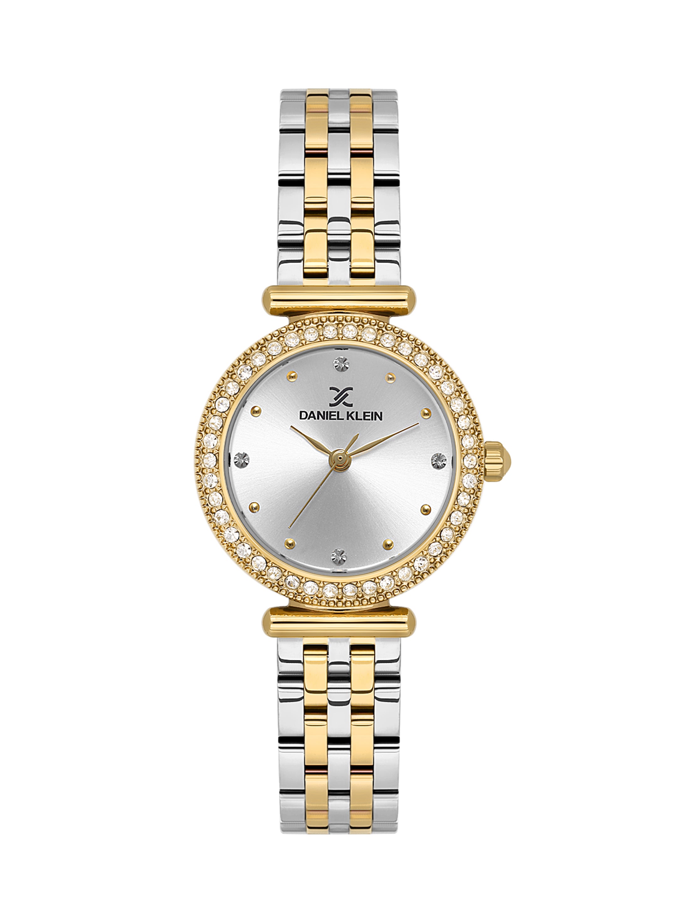 Daniel klein IPG Silver Sunray Dial Stone Watch for Women DK.1.13948-3