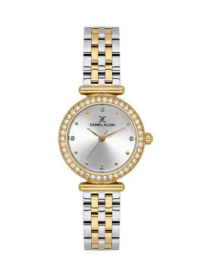 Daniel klein IPG Silver Sunray Dial Stone Watch for Women DK.1.13948-3