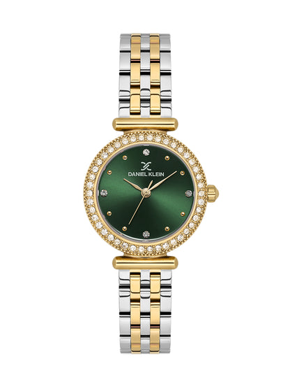 Daniel klein Green Dial Stone Watch for Women – Stainless Steel Strap DK.1.13948-4