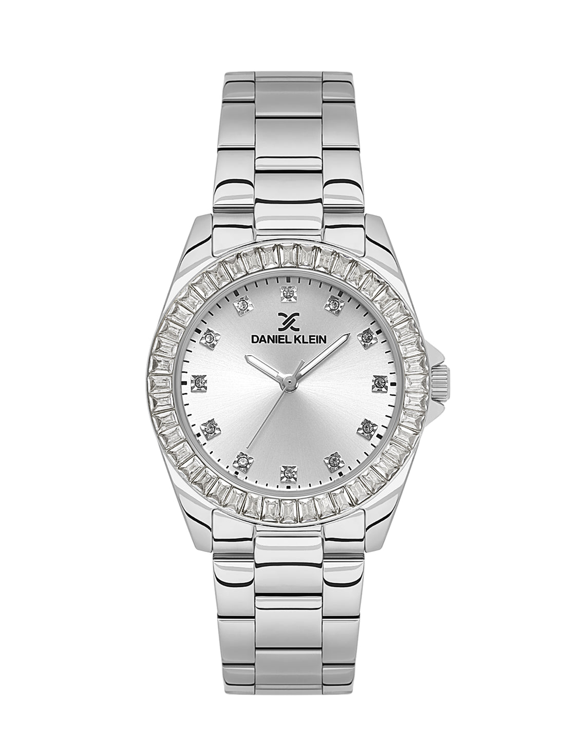 Daniel klein IPS Silver Sunray Dial Stone Watch for Women DK.1.13950-1