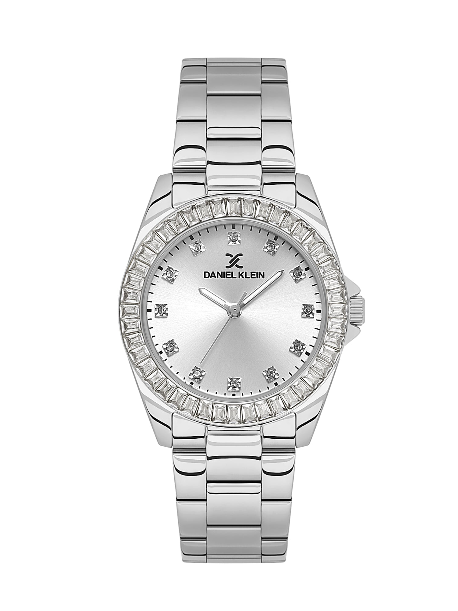 Daniel klein IPS Silver Sunray Dial Stone Watch for Women DK.1.13950-1