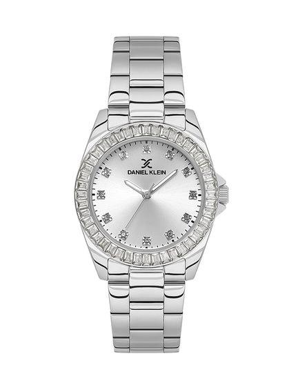 Daniel klein IPS Silver Sunray Dial Stone Watch for Women DK.1.13950-1