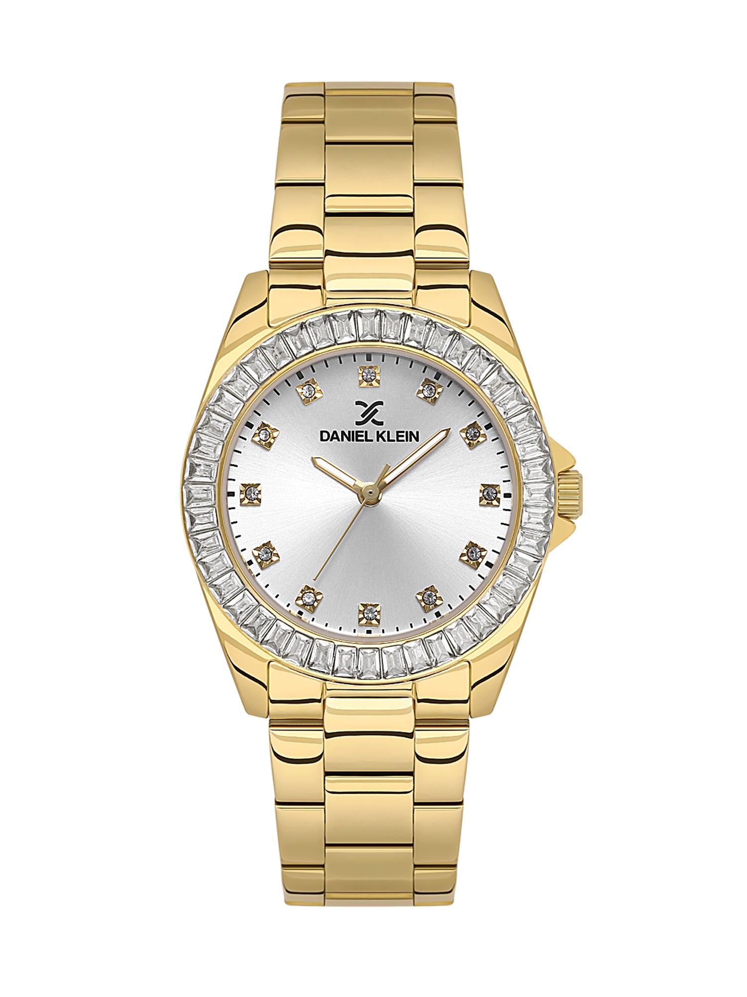 Daniel klein IPG Silver Sunray Dial Stone Watch for Women DK.1.13950-2