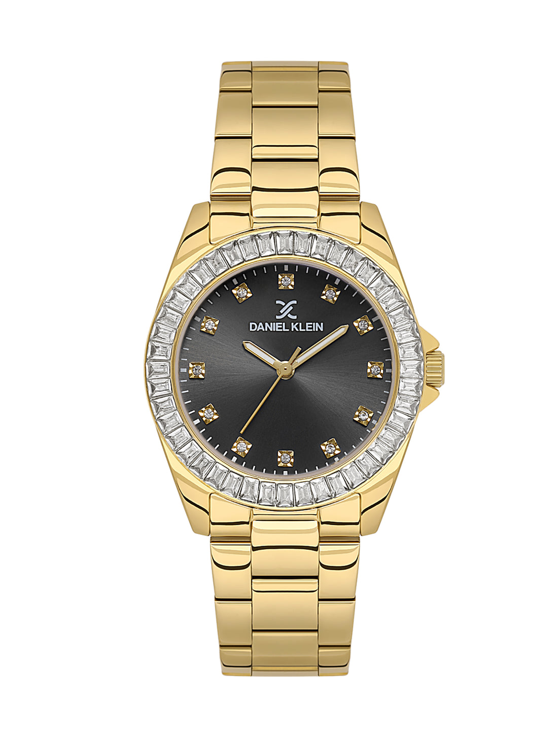 Daniel klein IPG Gunmetal Sunray Dial Stone Watch for Women DK.1.13950-3