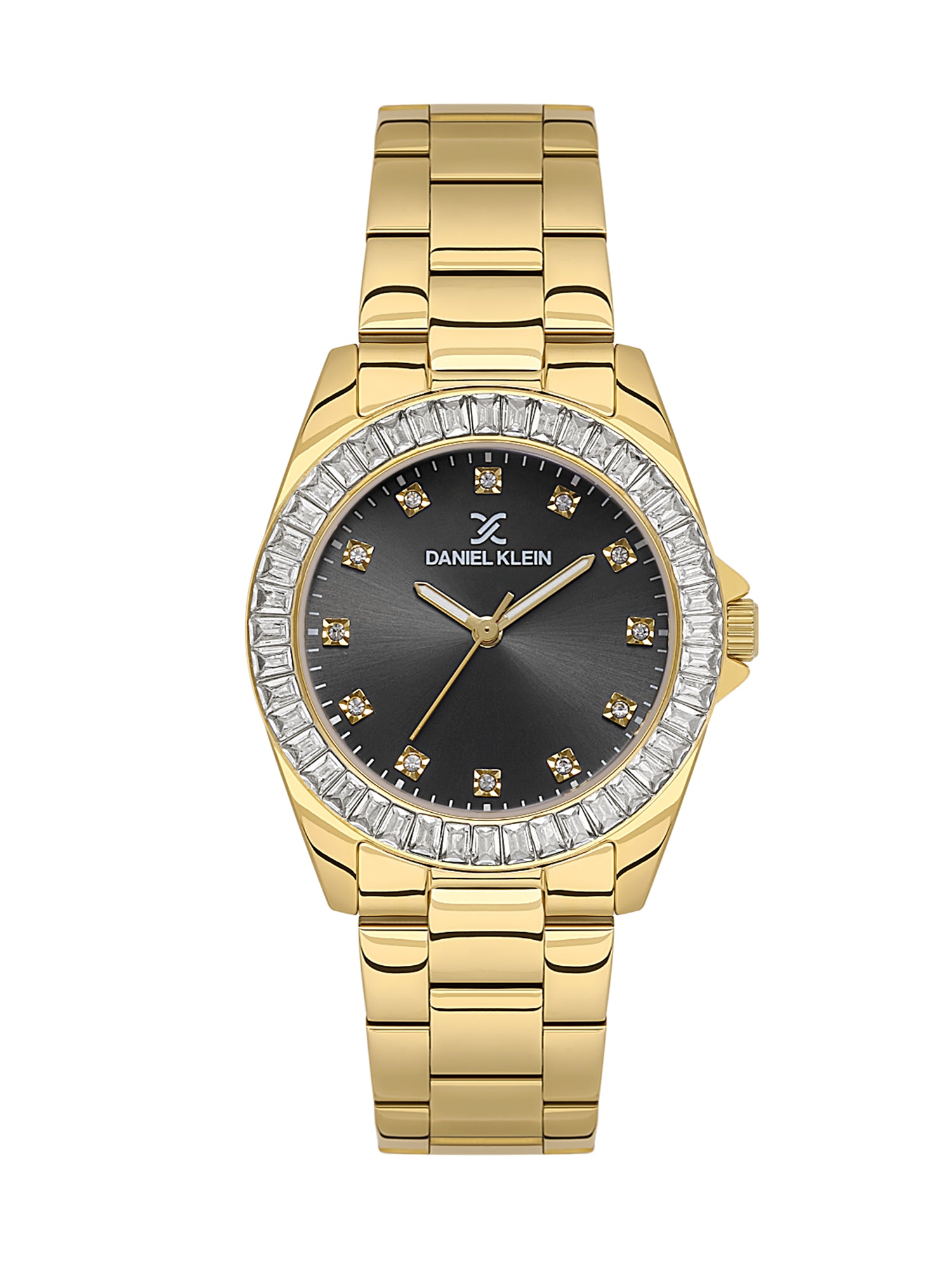 Daniel klein IPG Gunmetal Sunray Dial Stone Watch for Women DK.1.13950-3