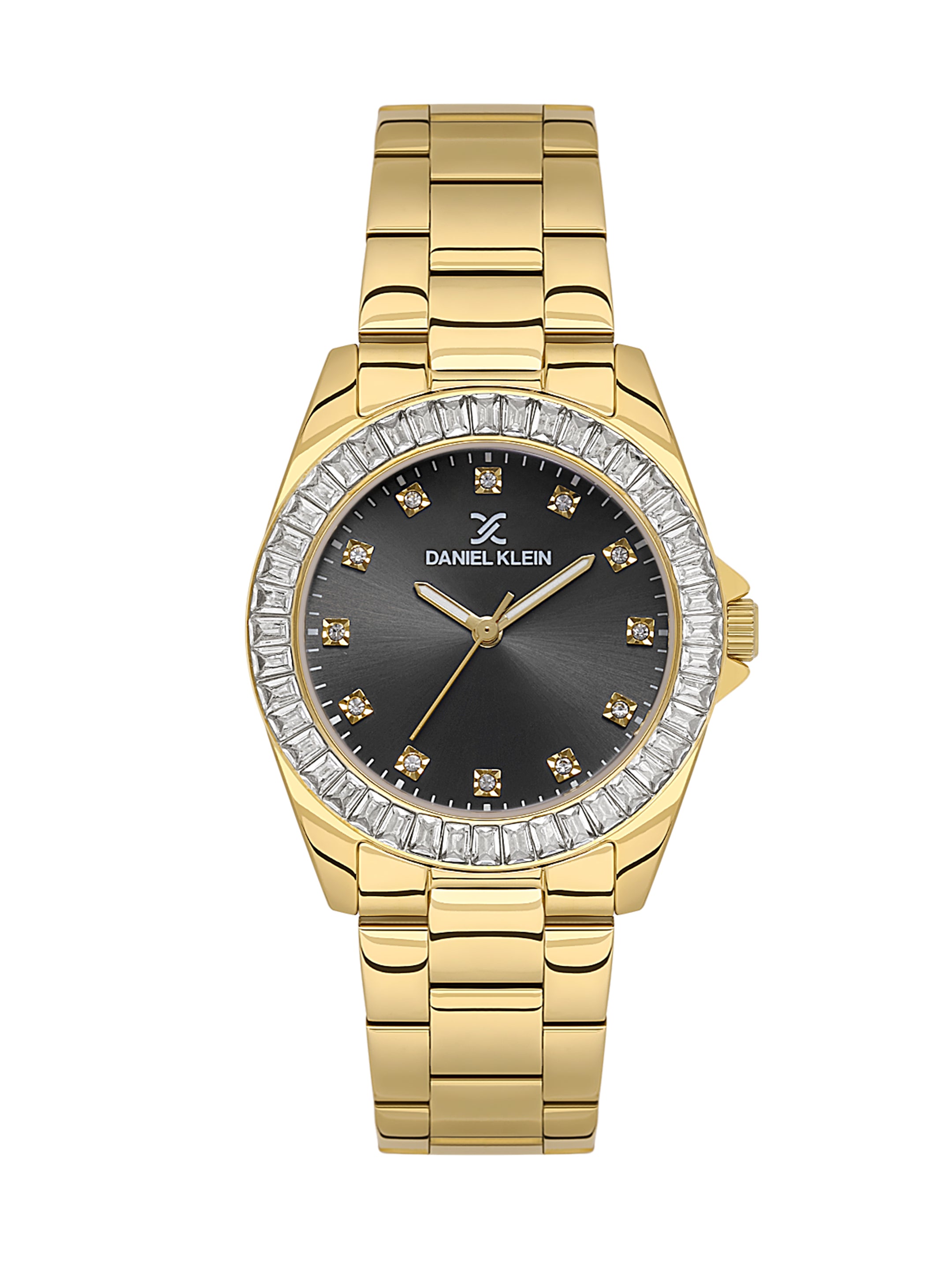 Daniel klein IPG Gunmetal Sunray Dial Stone Watch for Women DK.1.13950-3