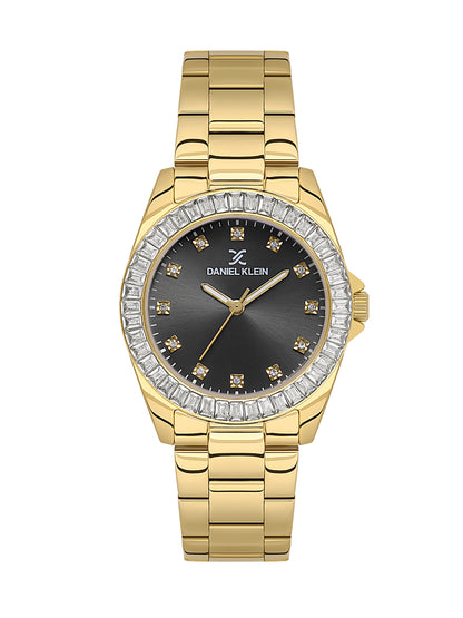 Daniel klein IPG Gunmetal Sunray Dial Stone Watch for Women DK.1.13950-3