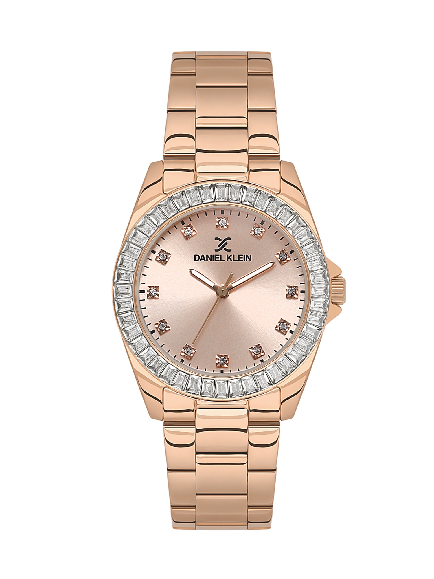Daniel klein IP Pink R.Gold Light Rose Gold Sunray Dial Stone Watch for Women DK.1.13950-6