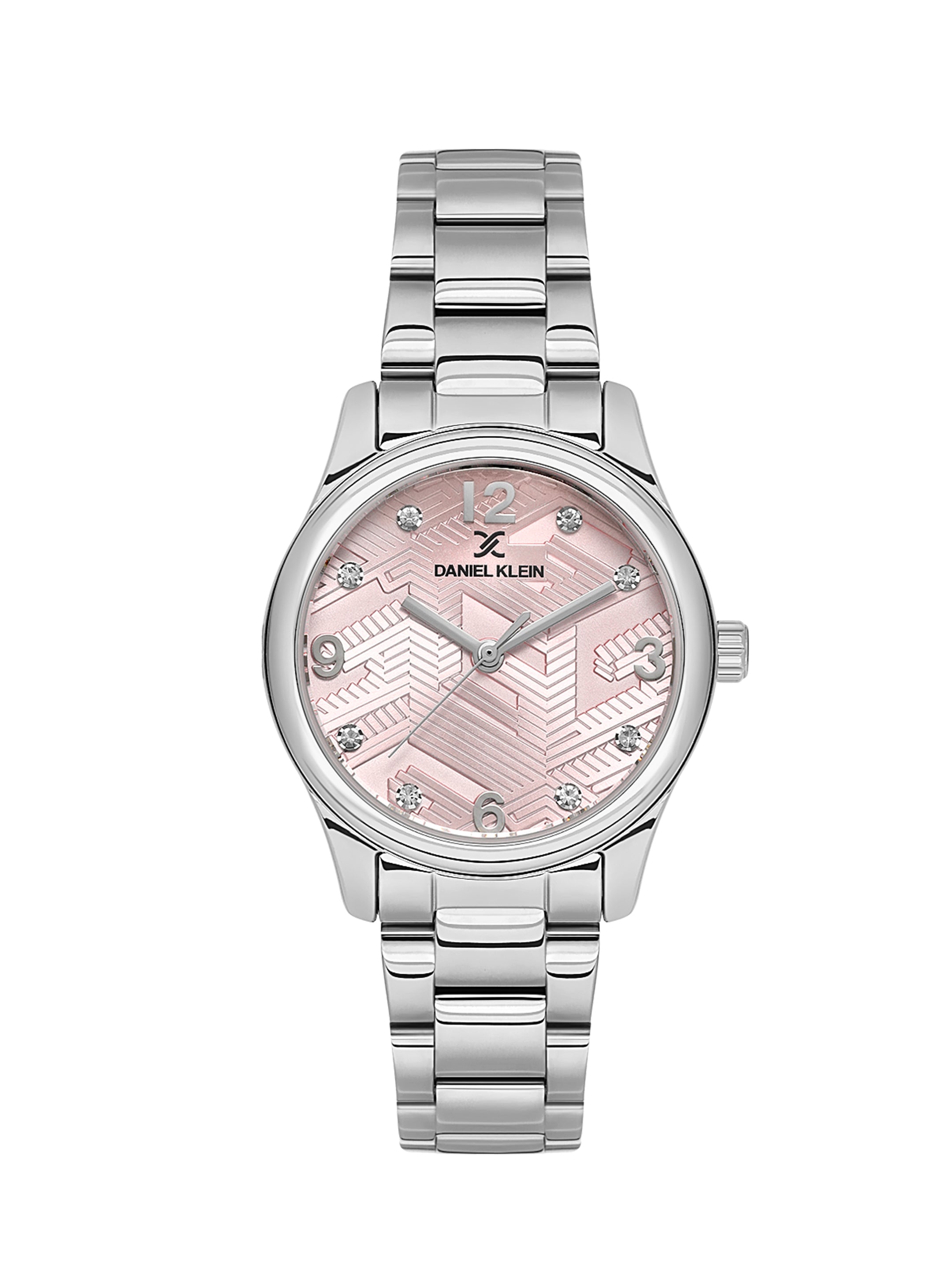 Daniel klein IPS Pink Embossed Dial Stone Watch for Women DK.1.13953-2