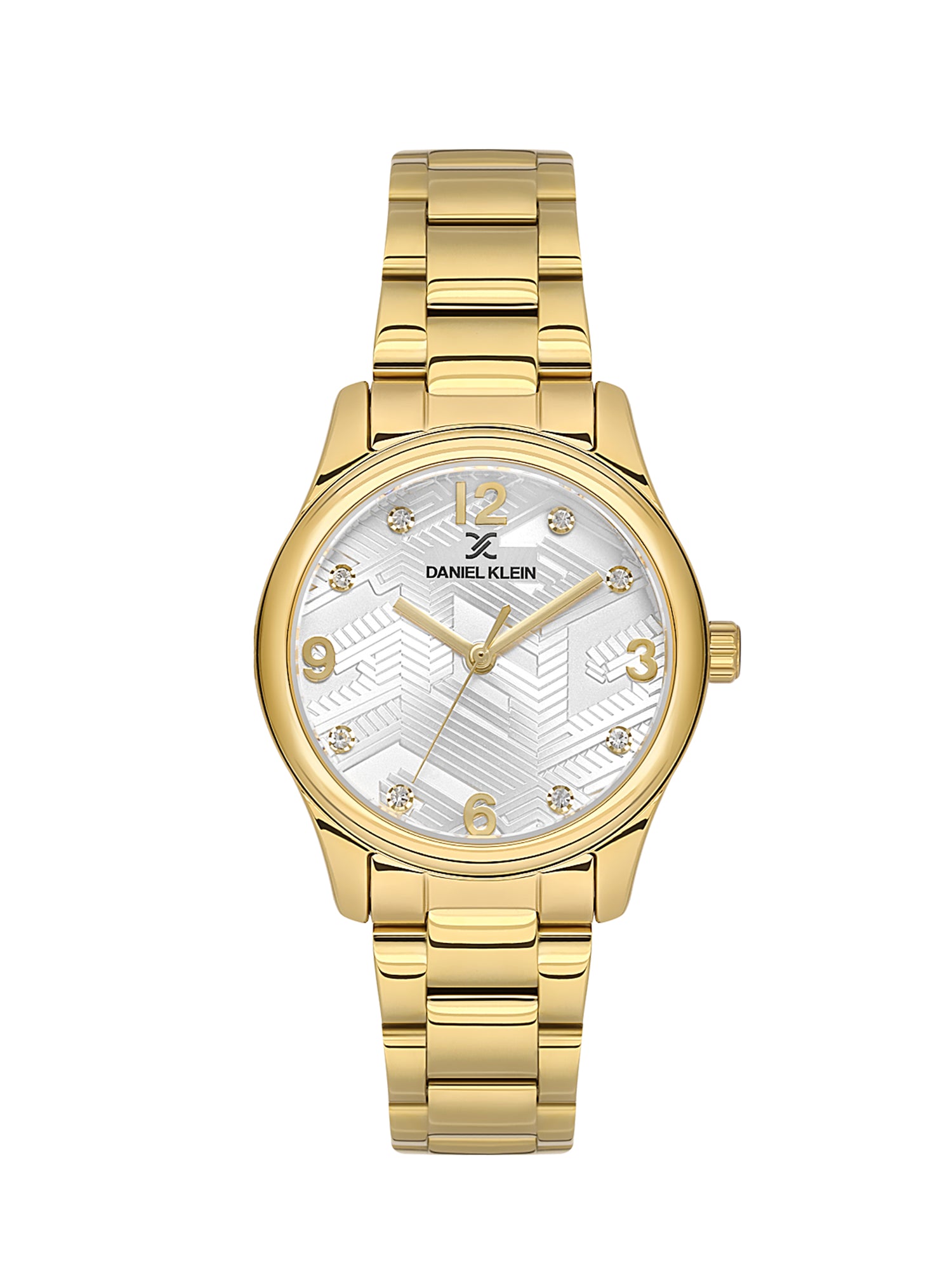 Daniel klein IPG Silver Embossed Dial Stone Watch for Women DK.1.13953-4