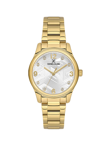 Daniel klein IPG Silver Embossed Dial Stone Watch for Women DK.1.13953-4