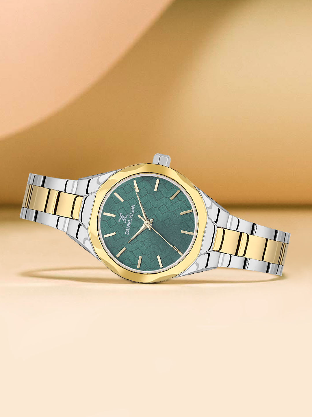 Daniel klein Dual-Tone IPS/IPG Dark Green MOP Sunray Dial Watch for Women DK.1.13965-5