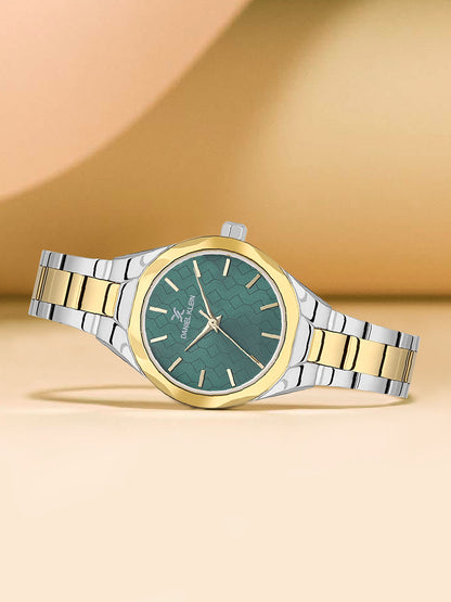 Daniel klein Dual-Tone IPS/IPG Dark Green MOP Sunray Dial Watch for Women DK.1.13965-5