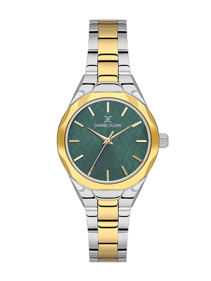 Daniel klein Dual-Tone IPS/IPG Dark Green MOP Sunray Dial Watch for Women DK.1.13965-5
