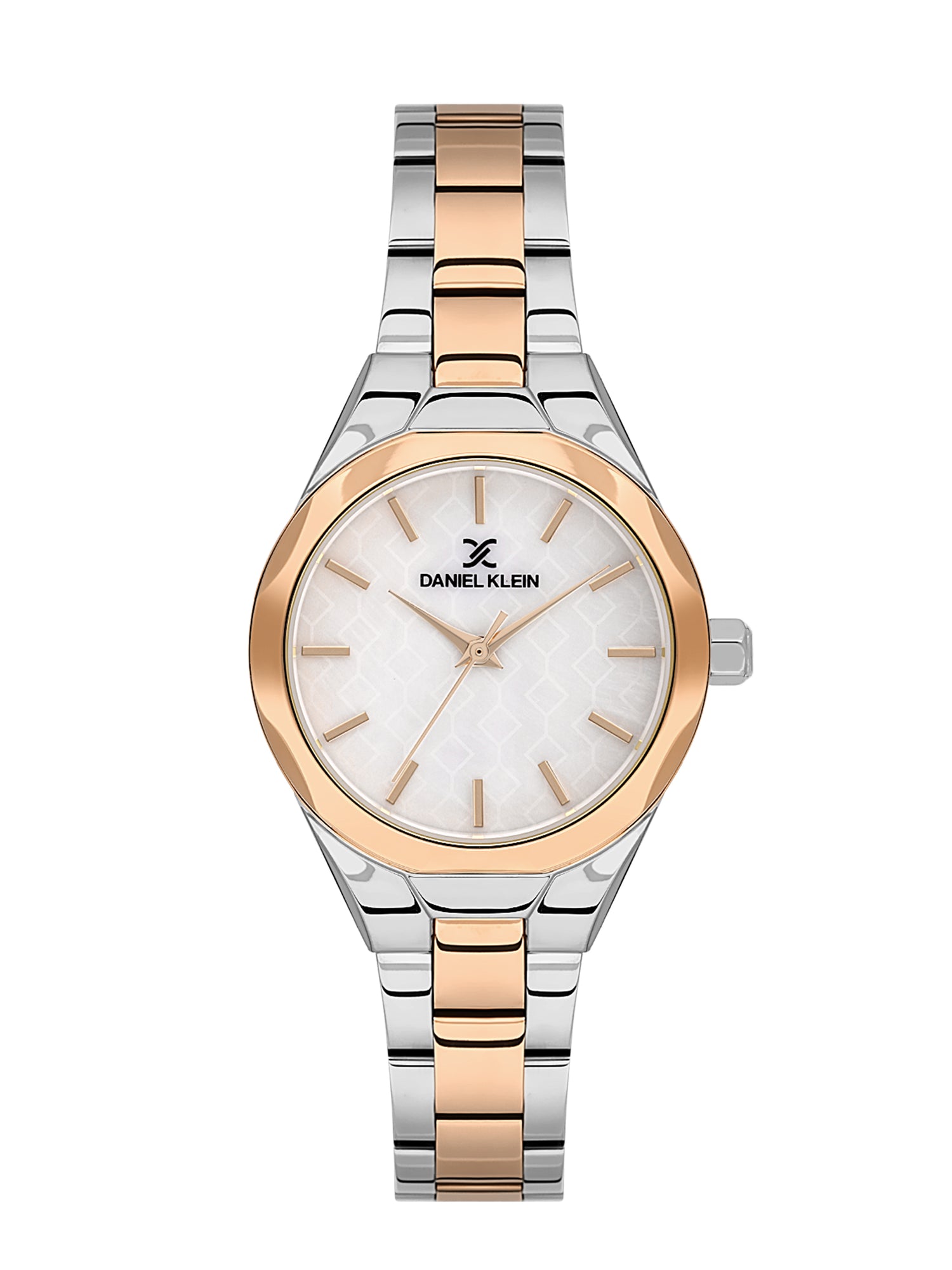 Daniel klein IPS/IP Pink R.Gold Silver MOP Sunray Dial Watch for Women DK.1.13965-6