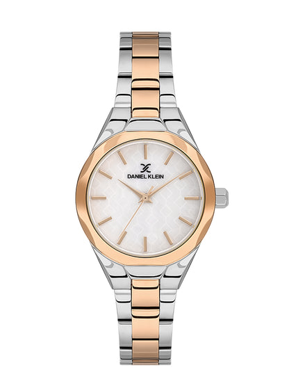 Daniel klein IPS/IP Pink R.Gold Silver MOP Sunray Dial Watch for Women DK.1.13965-6