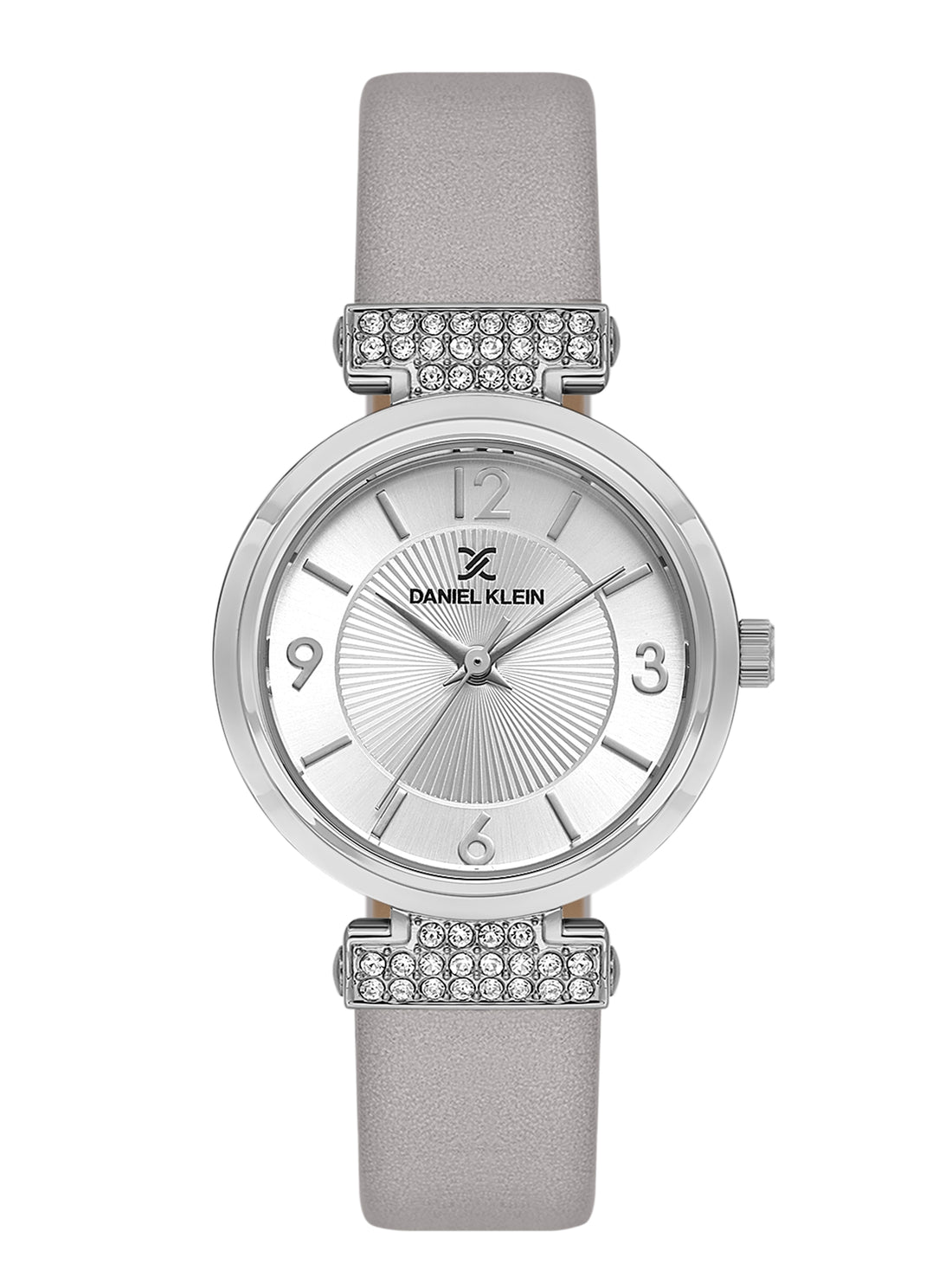 Daniel klein Premium Lady Grey Emboss Dial Grey Leather Watch DK.1.13967-2