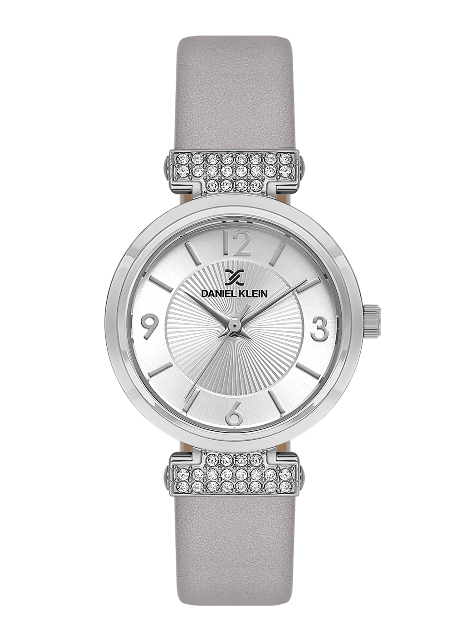 Daniel klein Premium Lady Grey Emboss Dial Grey Leather Watch DK.1.13967-2