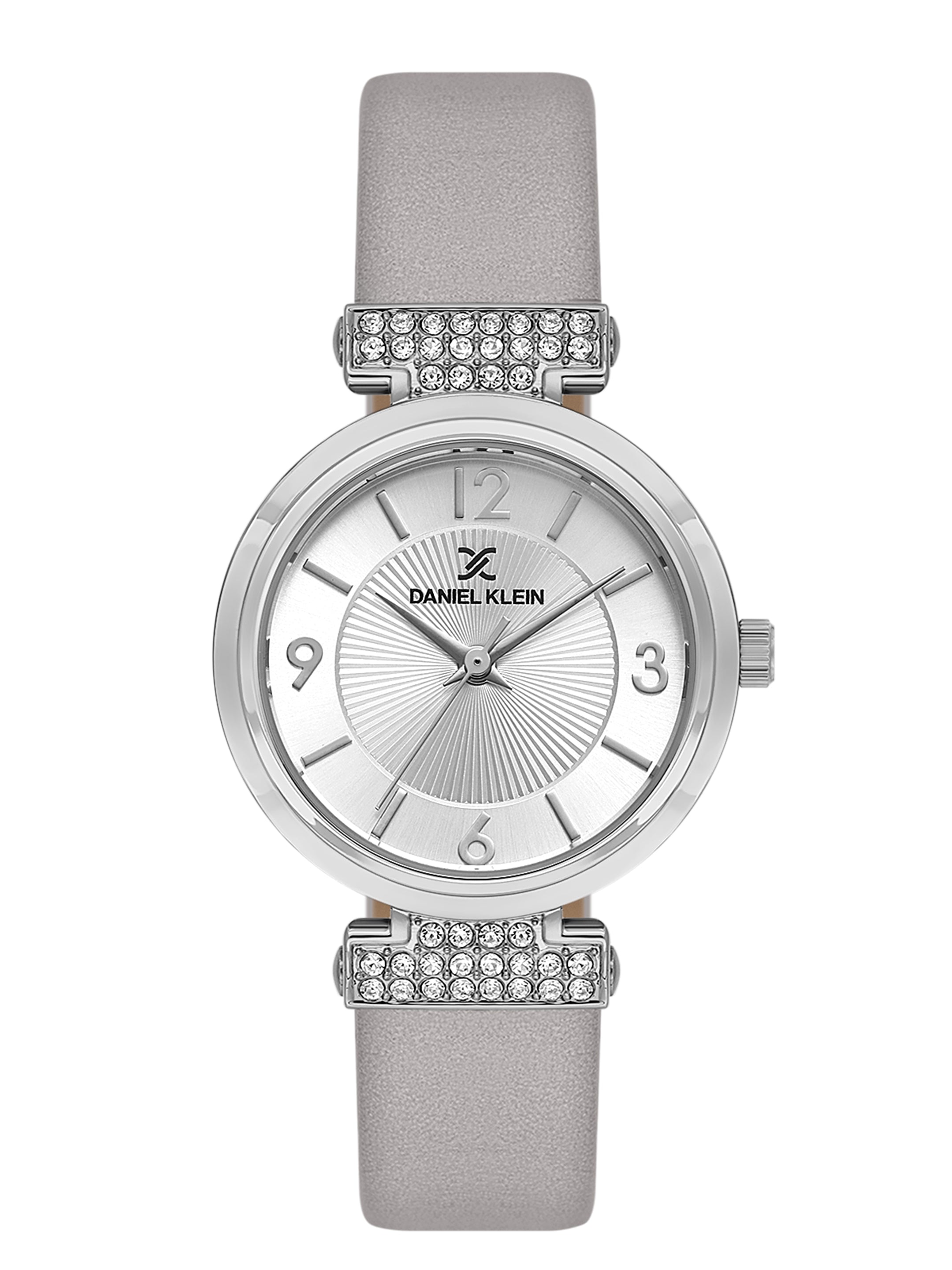 Daniel klein Premium Lady Grey Emboss Dial Grey Leather Watch DK.1.13967-2