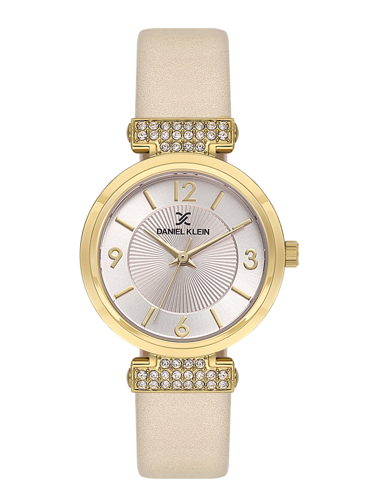 Daniel klein Premium Lady Grey Emboss Dial Grey Leather Watch DK.1.13967-3