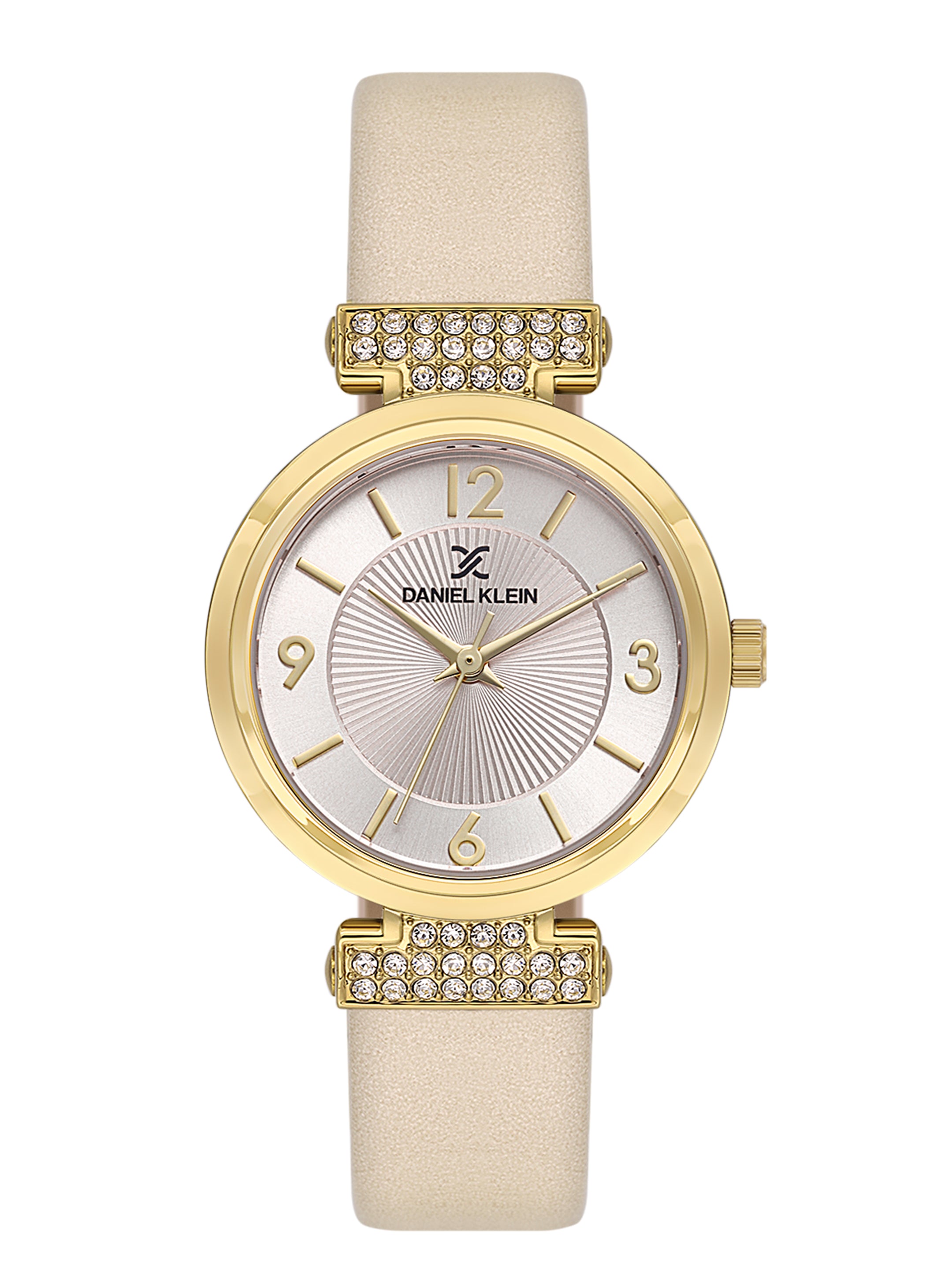 Daniel klein Premium Lady Grey Emboss Dial Grey Leather Watch DK.1.13967-3