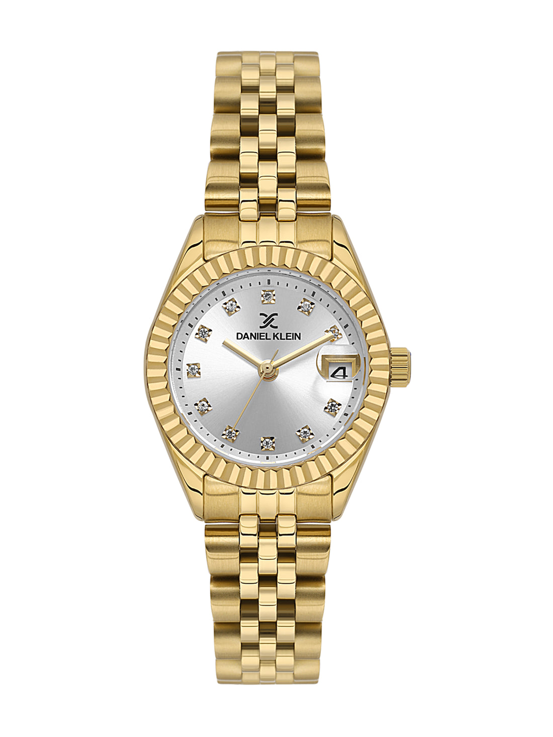 Daniel klein Premium Lady Gold Silver Sunray Dial Stainless Steel Watch DK.1.13969-5
