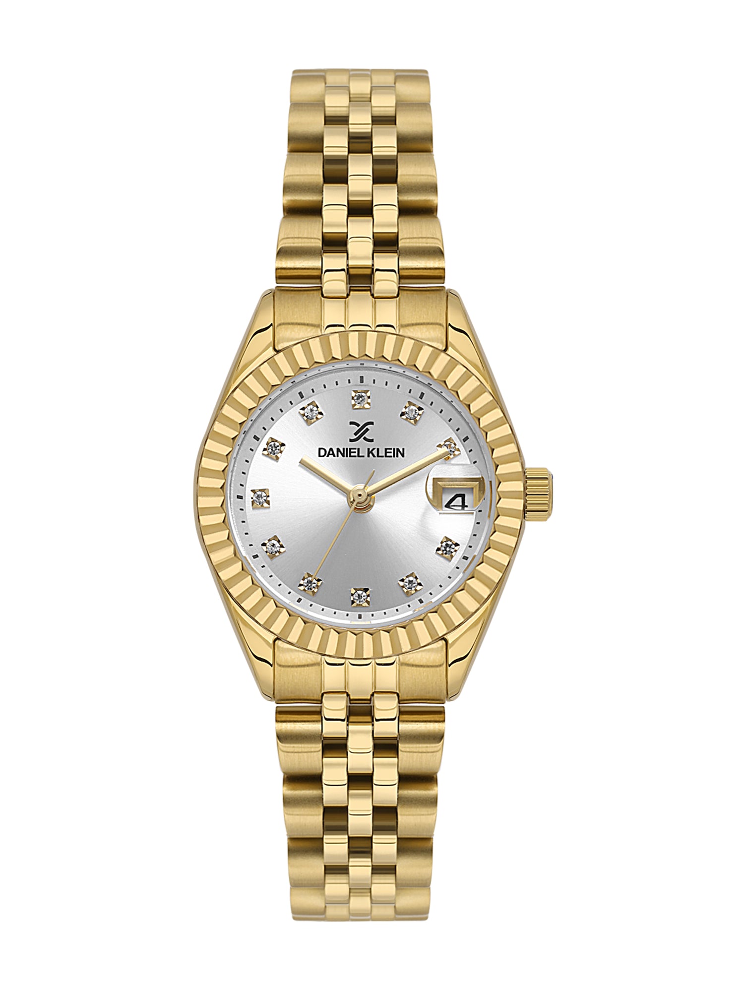 Daniel klein Premium Lady Gold Silver Sunray Dial Stainless Steel Watch DK.1.13969-5