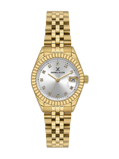 Daniel klein Premium Lady Gold Silver Sunray Dial Stainless Steel Watch DK.1.13969-5