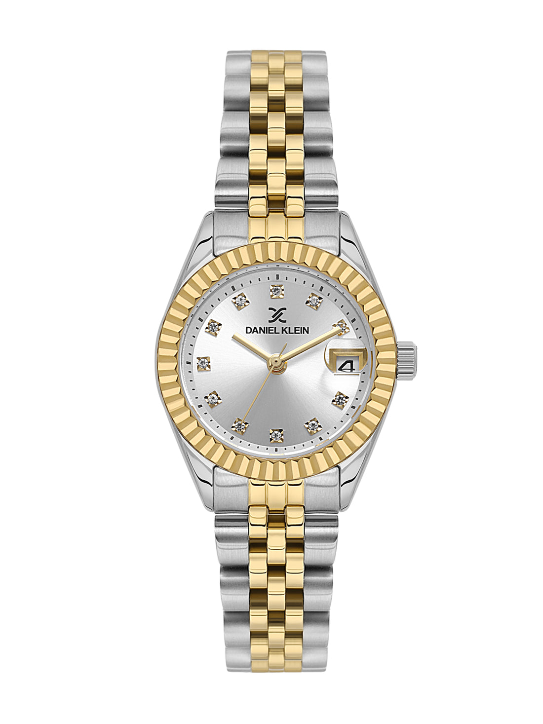 Daniel klein Premium Lady Dual-Tone Silver Sunray Stone Dial Stainless Steel Watch DK.1.13969-6
