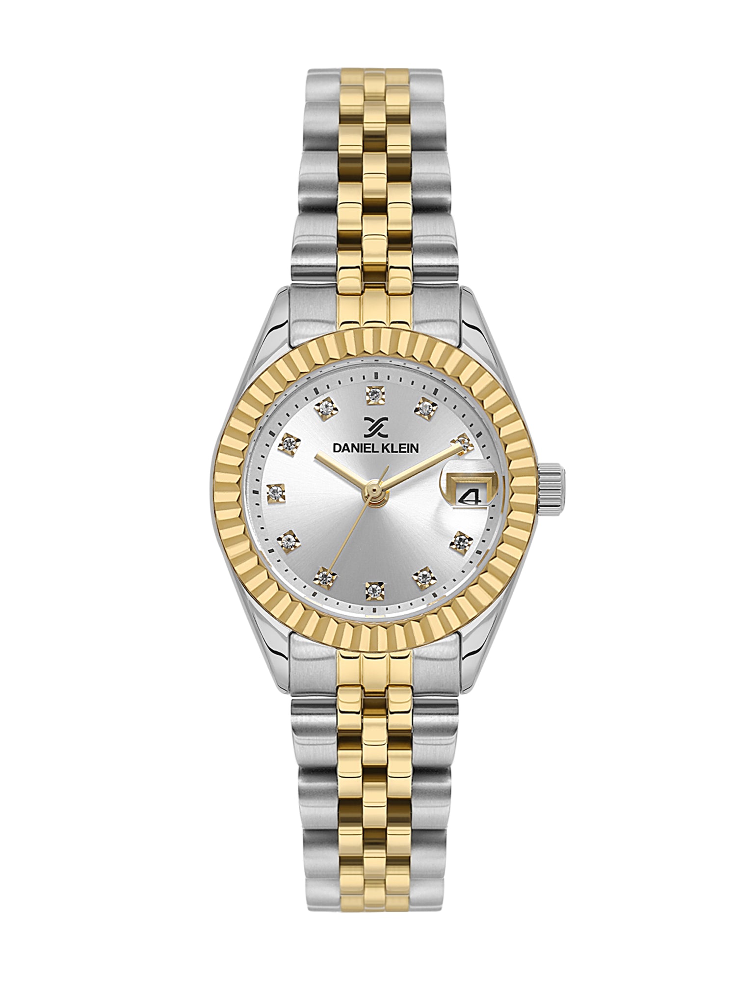 Daniel klein Premium Lady Dual-Tone Silver Sunray Stone Dial Stainless Steel Watch DK.1.13969-6