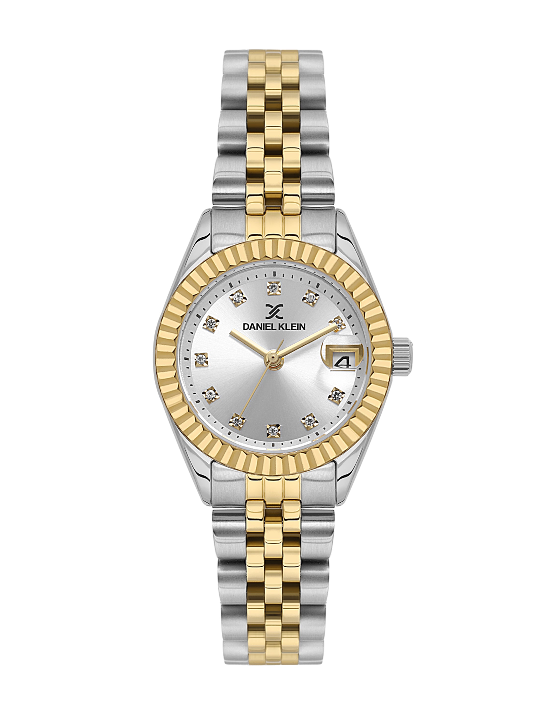 Daniel klein Premium Lady Dual-Tone Silver Sunray Stone Dial Stainless Steel Watch DK.1.13969-6
