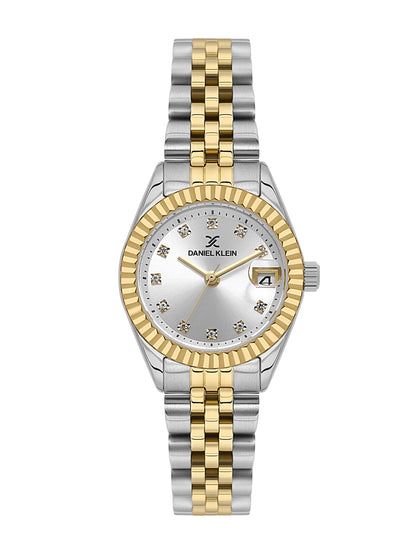 Daniel klein Premium Lady Dual-Tone Silver Sunray Stone Dial Stainless Steel Watch DK.1.13969-6