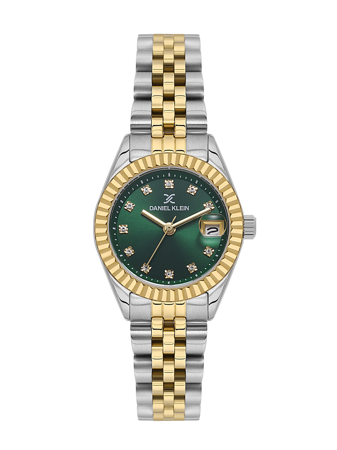 Daniel klein Premium Lady Dual-Tone Green Sunray Stone Dial Stainless Steel Watch DK.1.13969-7