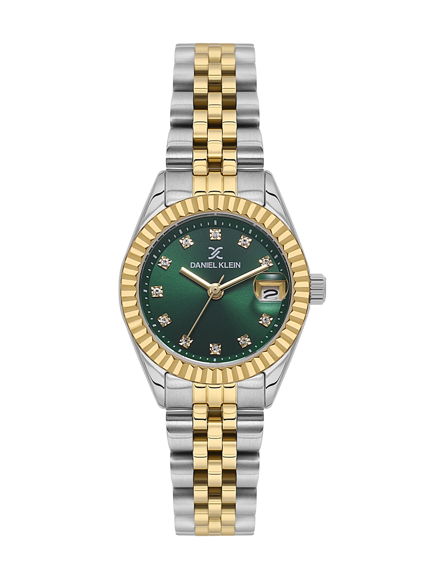 Daniel klein Premium Lady Dual-Tone Green Sunray Stone Dial Stainless Steel Watch DK.1.13969-7