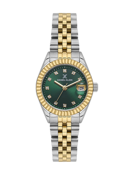 Daniel klein Premium Lady Dual-Tone Green Sunray Stone Dial Stainless Steel Watch DK.1.13969-7